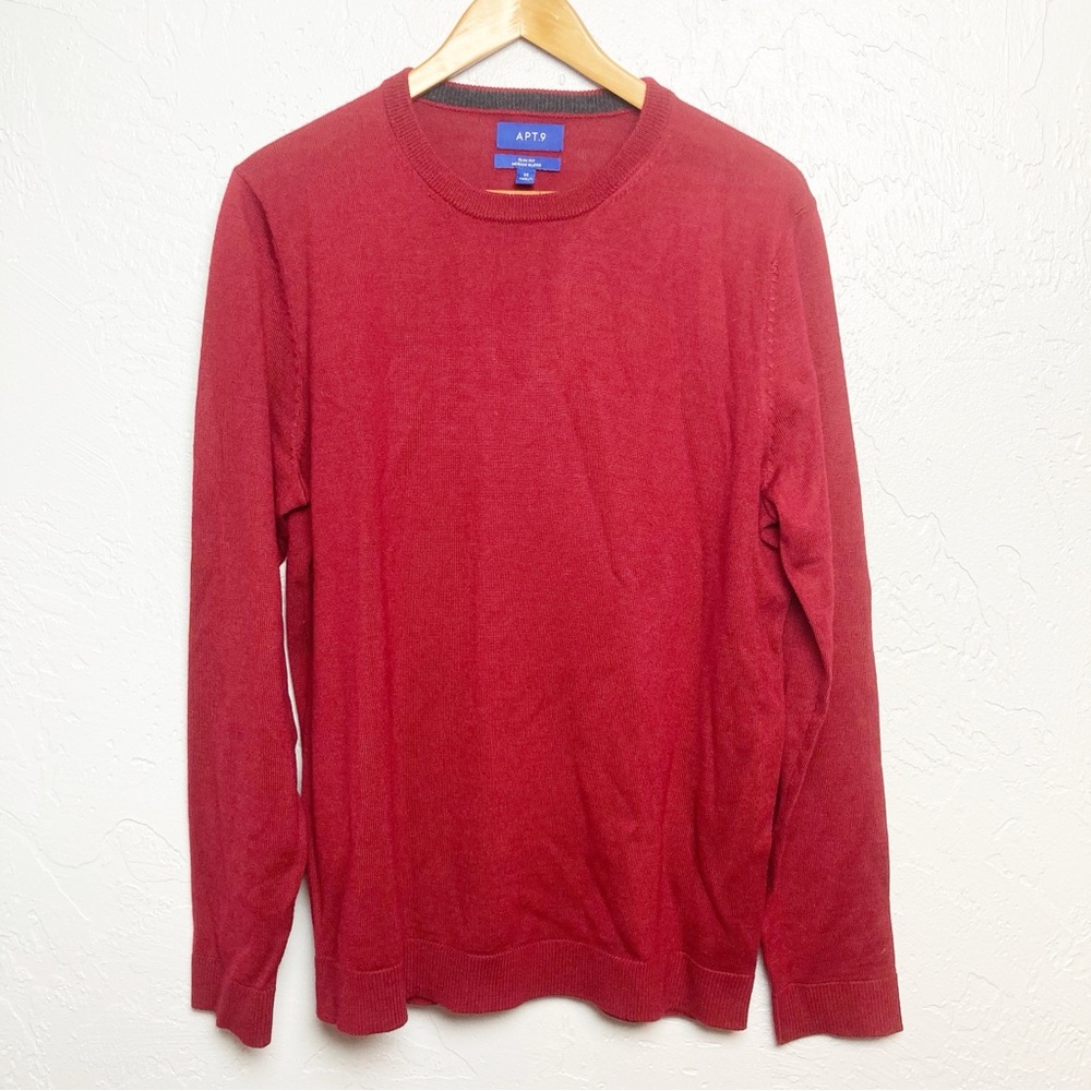 APT. 9 Red Slim Fit Merino Wool Blend Men's Long Sleeve Sweater Medium